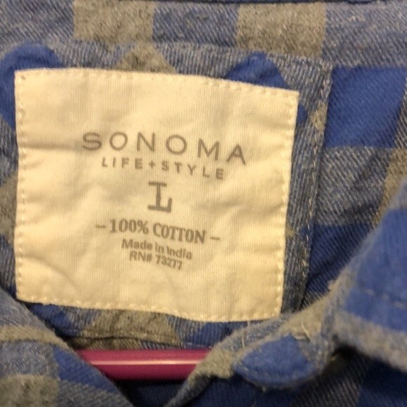 Sonoma life and style size large blue and grey Buffalo checkered long sleeve - Picture 2 of 7